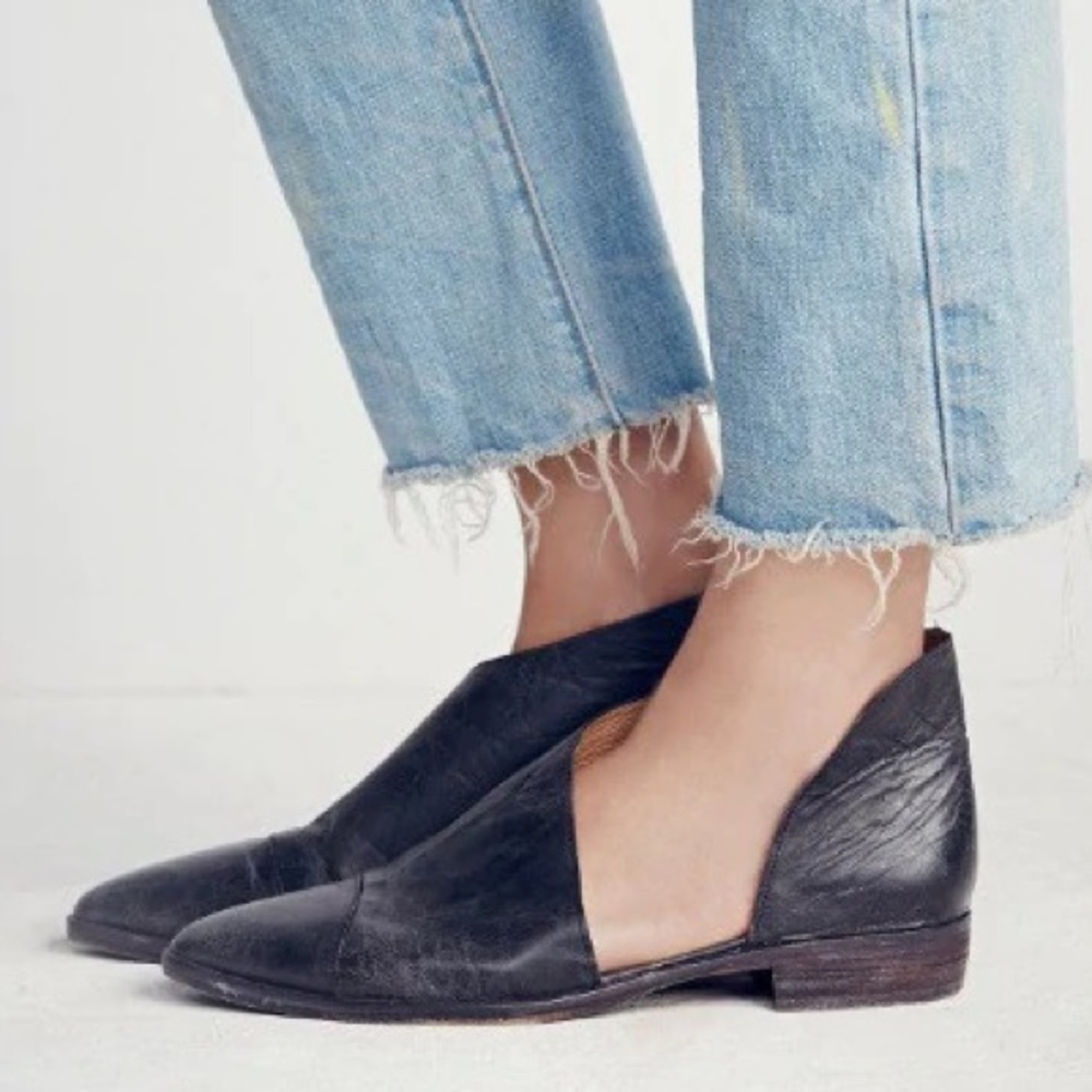 Free People Royale Pointed Toe Flat in Black - Picture 1 of 11